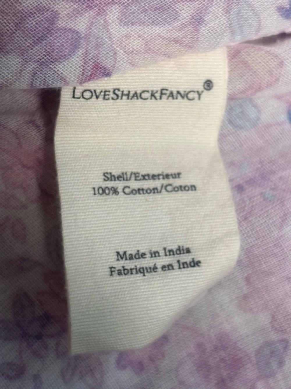 Loveshackfancy Dorin Top and Ruffle Skirt Set in Purple Iris Print Cotton Size L